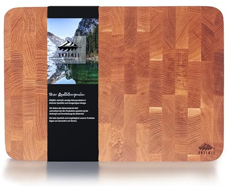 EKFJAELL Premium Oak Chopping Board Antibacterial & Sunflower Oil Treated - Wooden Chopping Board, Serving Board (Oak 40 x 30 x 4 cm with Handle)
