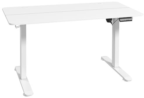 Vinsetto Höhenverstellbarer Schreibtisch 140 x 70 cm Elektrisch Computertisch mit 4 Memory-Voreinstellungen, Ergonomisch Steh-Sitz Tisch mit Haken, Anti-Kollision, Weiß