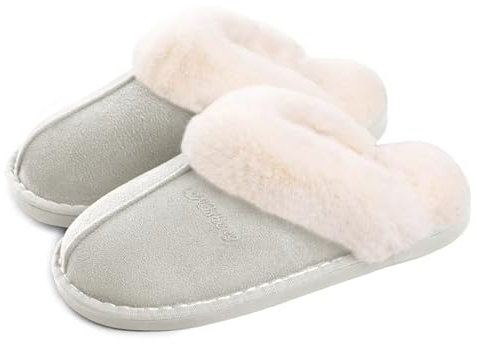 Misolin Damen Herren Hausschuhe Winter Warme Faux Pelz Slippers Weiche Flache Plüsch Pantoffeln Rutschfeste Outdoor/Indoor - mit super Qualität,Gänse, 36.5/38 EU, Etikettgröße: 270 (40-41)
