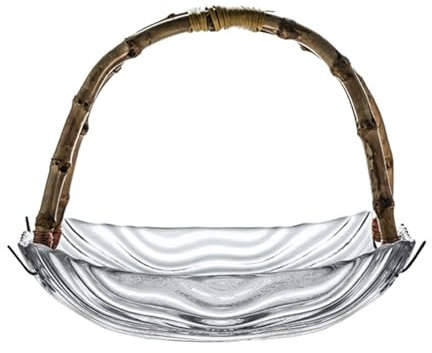 BURLOE Grau, Glasschale, Kristall Optik Dekoschale Obst Snacks Servieren, Transparent, Mit Griff