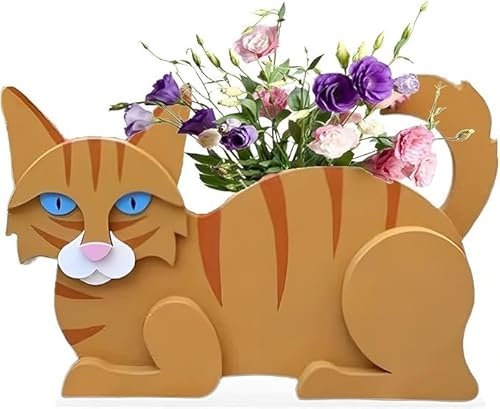 Maceta con Forma de Perro para Jardin. Maceta Flores PVC para Decoracion Interior o Exterior. Mini maceteros.Ideal para suculentas, Flor, Cactus...Jardineras de Jardin (1, Gato Naranja)