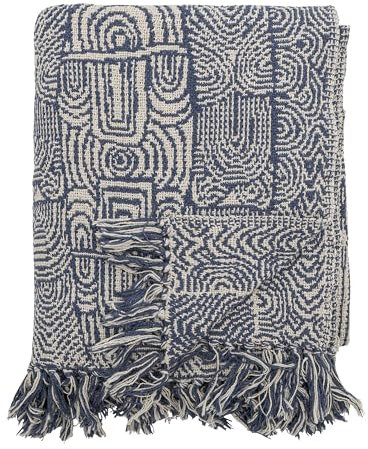 Bloomingville Bresso Decke, Blue, Recycelte Baumwolle, L160xB130 cm
