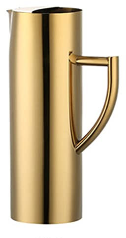 Wasserkrug Krug Edelstahl, Mit Ice Guard, Karaffe Teekanne Zum Servieren Von Wasser, Saft, Eistee Und Anderen Kalten Getränken (Golden,1.8L)
