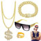 WYRGQIQN Zuhälter Kostüm Glamouröses Hip-Hop-Schmuckset - Goldkette für Herren und Damen, Perfekt für 70er Jahre Outfit und Accessoires - Party & Faschings Goldkette