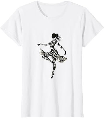 Trendy Zebra Print Ballerina Ballet Dancer Women Teens Girls T-Shirt