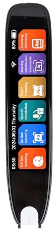 Translator Pen 0506 Translator Pen Schwarz 3,69-Zoll-IPS-Touchscreen Text-to-Speech Hohe Genauigkeit 142 Sprachen Online 10 Sprachen Offline 820 MAh Scan-Reader-Stift
