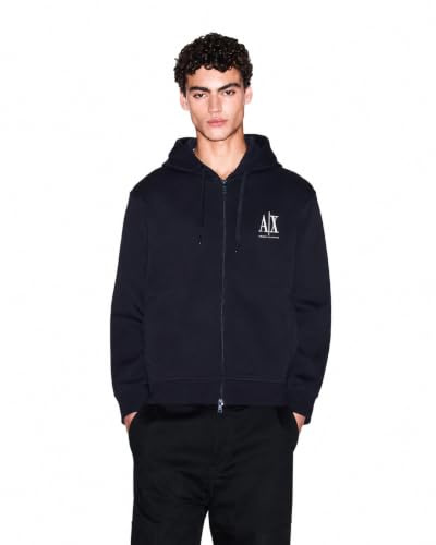 Armani Exchange Herren Icon Project, Emboidered Logo, Full Zip Kapuzenpullover