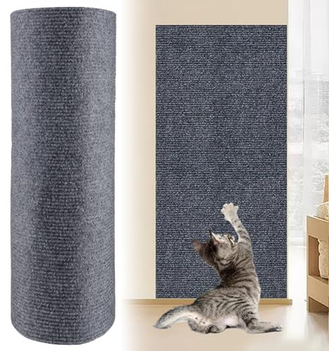 Rascador de pared para gatos, 200 x 40 cm, autoadhesiva, para gatos, color gris claro