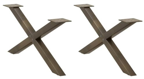 vidaXL Couchtischbeine X-Form 2 Stk. Naturstahl 70x(30-31) cm Stahl, Tischbein, Tischbein Metall, Esstischbein, Möbelbein, Schreibtischbein