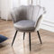 Ya-Home Sessel Wohnzimmer aus Samt, Schminktischstuhl mit Schwarze Stuhlbeine Gepolsterter Blumenform Loungesessel Relaxsessel für Wohn/Schlafzimmer, Grau