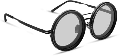 XPJBKC Adjustable Sunglasses, 1-9 Gears Rounded Polarized Glasses, Tinted Sunglasses, Mens Polarised sunglasses with ND9 Stepless Lens for Beach Travel Sun Protection (with storage box)