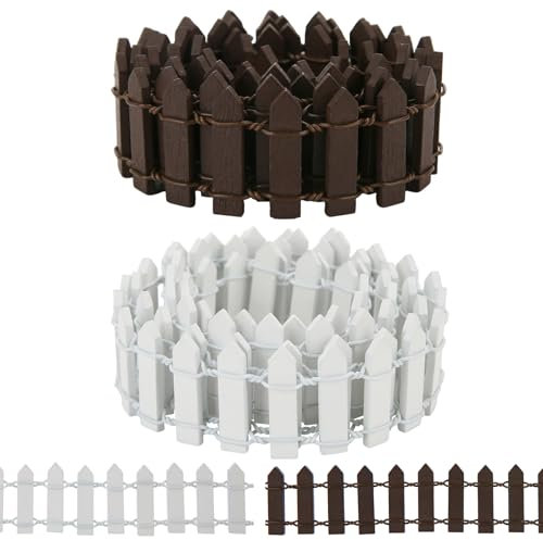 Miniatur-Feengartenzaun, 89,9 cm, Mini-Holzzaun, dekorativer Lattenzaun für Puppenhaus, Mikro-Landschaft, Bauernhof, DIY, Basteln, Diorama-Projekt, Blumentopf, kleine Heimdekorationen, 2 Stück