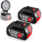 Lot de 2 Batteries de Rechange 18 V 6000 mAh pour Bosch compatibles avec GBA BAT618 BAT618G BAT609 BAT609G BAT619 BAT619G BAT610G BAT610 BAT612 BAT622 + projecteur de Chantier LED