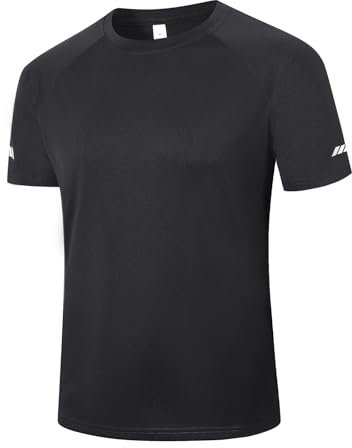 Cimic Men's T-Shirts Quick Dry Gym Tops Short Sleeve Sport Moisture Wicking Shirts Running Breathable Workout Athletic Tshirts(T5020-Black-M)