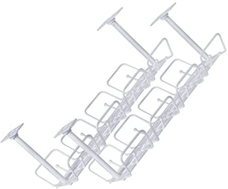 DIYEAH 2pcs Cord Management under Desk No Drill Wire Organizer Storage Rack for Desk Cable Tray Kitchen Wire Storage Basket