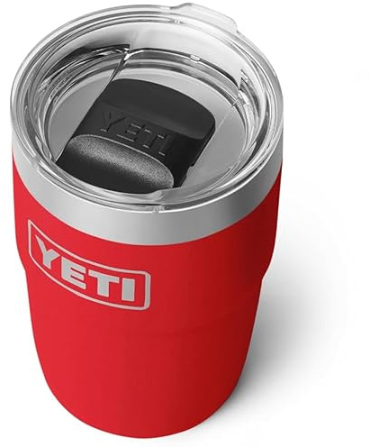 YETI Rambler Stackable Cup with Durasip Ceramic Lining, Vacuum Insulated Stainless Steel Cup with Magslider Lid, Rescue Red, 8 oz (236 ml)