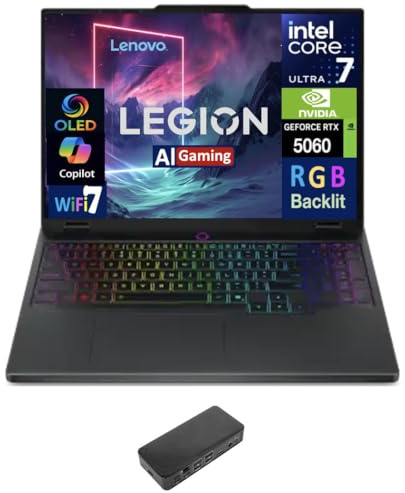 Lenovo Legion 5i AI Gaming Laptop 15.1 OLED WQXGA Display (Intel Core Ultra 7 255HX, 32GB DDR5, 4TB PCIe SSD, GeForce RTX 5060, RGB KB, Thunderbolt 4, WiFi 7, Webcam, Win 11 Home) w/USB-C Dock