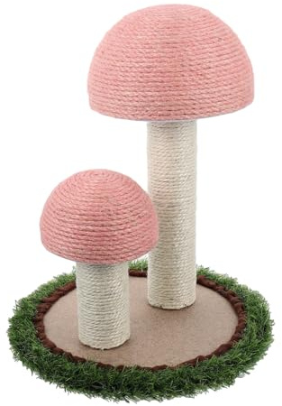 SEWACC Pilz kratztonne Katzen Kratzbaum aus Natürlichem Sisal Langlebig Kratzfest Katzenkletterspielzeug zum Schutz Möbel für Kätzchen und Katzen Indoor spielspaß Rosa