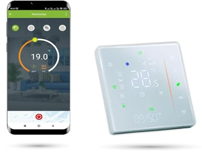Automat-on WiFi Thermostat Fussbodenheizung | Raumthermostat Fußbodenheizung für Elektrische Fußbodenheizung| Steuerung Wandthermostat Fußbodenheizung mit Tuya, SmartLife und Alexa, Google Home