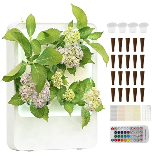 SWTHM Hydroponisches Anbausystem, Indoor-Garten-Set mit LED-Pflanzenbeleuchtung, erdfrei, mit Geräuschsensor, dreifach gefiltertem Licht und App-Steuerung für 16 Pflanzen - ideal für Zuhause und Büro