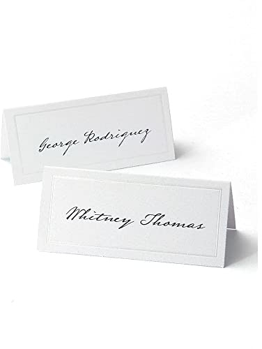 Gartner Studios White Pearl Place Cards,White Cardstock Table Placecards with Pearl Border for Wedding, Printable on Laser/Injet Printers, 210GSM, 3.75” X 1.75” 48 Count (83001)