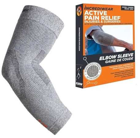 Incrediwear Elbow Sleeve – Elbow Brace for Elbow Support, Joint Pain Relief, Inflammation Relief, and Circulation, Tendonitis, Golf and Tennis Elbow Brace for Women and Men (Grey, Medium)