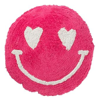 J-Line Kissen Smiley GETUFTET Baumwolle PINK/WEIß