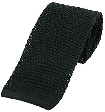 Elegant Extras Plain Black Silk Knitted Tie