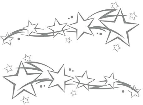 kleb-Drauf® | 2 Sternenschweife | Grau - matt | Autoaufkleber Autosticker Decal Aufkleber Sticker | Auto Car Motorrad Fahrrad Roller Bike | Deko Tuning Stickerbomb Styling Wrapping