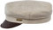 Sterkowski Leinen Geiger Stil Mütze mit Leder Shirm 60 cm Beige/Braun