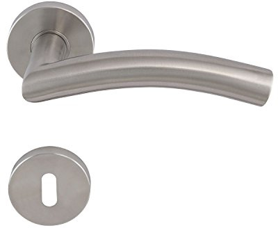 SOLIDO 1472-2220-2221 1472.16U.207.M Drückergarnitur Oslo m. Rosetten BB (Buntbart), Edelstahl