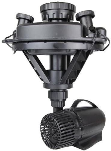POND BOSS Floating Fountain with Lights, for Large Ponds and Lakes, Durable High Impact Plastic Ceramic Shaft and Bearings, Black, 1/4 Hp