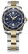 Victorinox Damen Armbanduhr Maverick Small Ø 34 mm, Swiss Made, Analog Quarz, Wasserdicht bis 100 m, Edelstahl-Armband, Silber/Gold/Blau