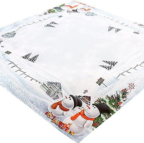KAMACA Tischdecke Mitteldecke 85x85 cm mit hochwertigem Druck-Motiv : Frosty Snowman