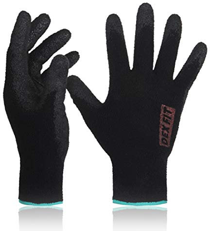DEX FIT Warme Fleece-Winterhandschuhe NR450, Comfort Spandex Stretch Fit, Power Grip, Dünn & Leicht, Strapazierfähige Wasserbasierte Nitrilbeschichtung, Maschinenwaschbar, Schwarz 7 (S) 3 Paare