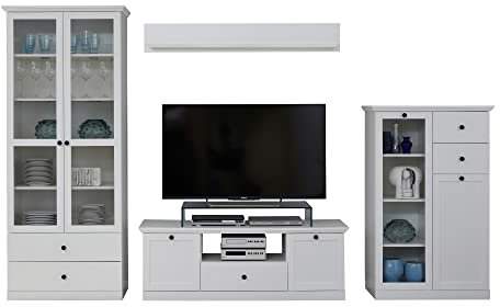 trendteam smart living - Wohnwand Anbauwand - Wohnzimmer - Baxter - Aufbaumaß (BxHxT) 331 x 196 x 41 cm - Farbe Weiß - 186096101
