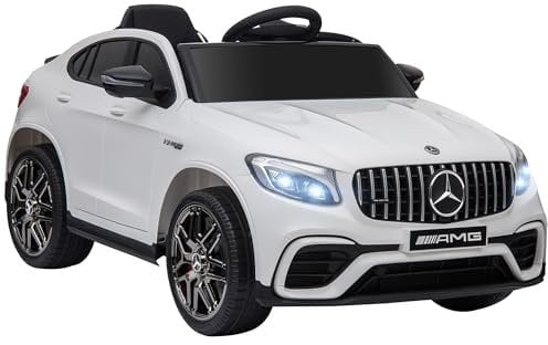 HOMCOM Coche Eléctrico para Niño +3 Años con Mando a Distancia con Música y Luces Doble Apertura de Puerta Batería 12V Carga 30kg 115x70x55cm Blanco