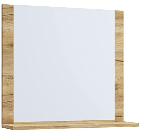 VCM Badspiegel Rahmenlos | Wandspiegel | schlankes Design | Maße ca. H. 55 x B. 60 x T. 17 cm | Wandspiegel – Lendas Honig-Eiche