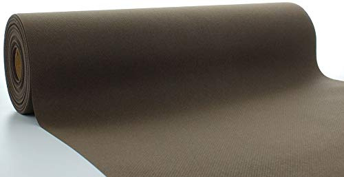 Mank Airlaid Tischläufer 40 cm x 24 m | Gastronomie | Tischdecken-Rolle stoffähnlich | praktische Einmal-Tischdecke | Uni | Neutral | 1 Stück | (Braun)