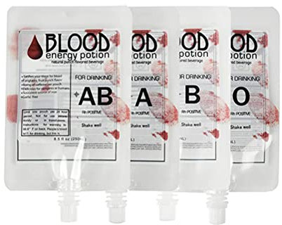 Calayu 20 vasos de Halloween, accesorios para cosplay, vampiro, bolsas de sangre para bebidas, bebidas zombie, de material apto para alimentos