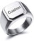 MeMeDIY Personalisierte Gravur Monogramm-Buchstaben-Signet-Ring für Männer Frauen Mädchen Jungen Edelstahl-Hochzeitsringen Benutzerdefiniert Schmuck Bündel mit Ringgrößeneinstellern (Silber)