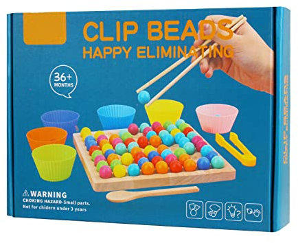 NOOLY Holz Beads Spiel, Holzspielzeug Brettspiele für Kinder ab 3 Jahren XXLZY-01