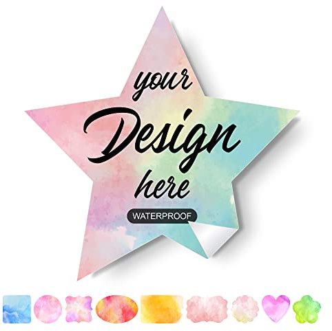 Custom Stickers Personalized Labels - Customized Stickers with Any Design Image Logo Text,Custom Stickers for Business Logo,Custom Thank You Label Stickers,100 Labels (Star,1.5x1.5)
