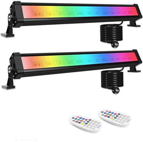 MEIHUA 25W RGB LED Wallwasher Partylicht 2 Pack LED-Lichtleiste mit Farbwechsel, Fernbedienung und Timer, für Bar DJ Home Party Bühnenlichter