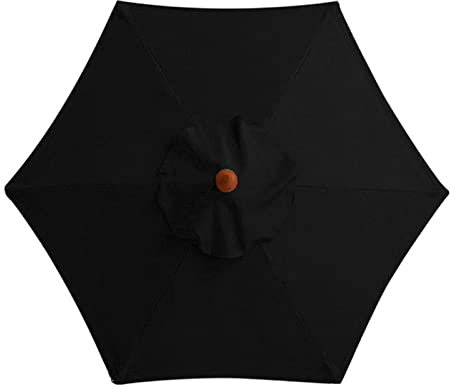 SHUOJIA Toile De Rechange Pour Parasol, Pare-soleil De Rechange Pour Parasol De Marché De 10Ft 6 Côtes, Anti-UV, Toile De Rechange Pour Pare-soleil De Jardin (Black,2.7M/8.9Ft)