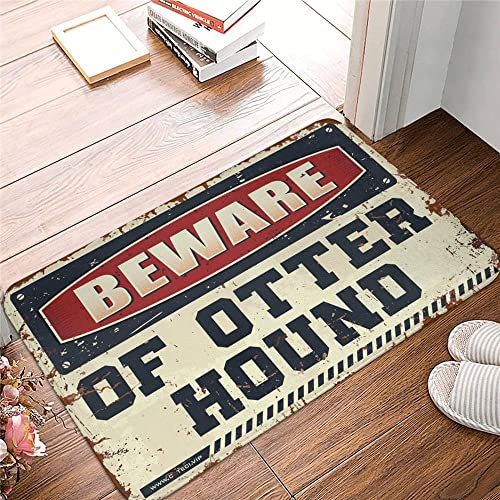 Abipuir Teppich mit Aufschrift Welcome Sign Beware of Otter Hound, 65 x 90 cm