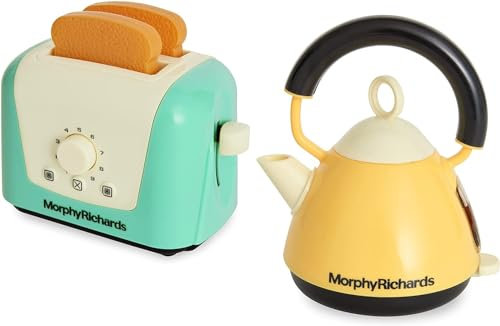 Casdon 65150 Morphy Richards Interactive Toy Toaster Age 3+ & Kettle for Children Aged 3+ | Looks Just Like The Real Thing for Endless Fun, Teal and Yellow,Medium