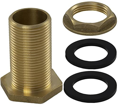 AERZETIX - C60616 - Racor Conector del Tanque de Agua - Rosca Exterior 3/4'' - con Juntas en Caucho - para depósito Barril bidón de Lluvia Cisterna irrigación riego - en latón