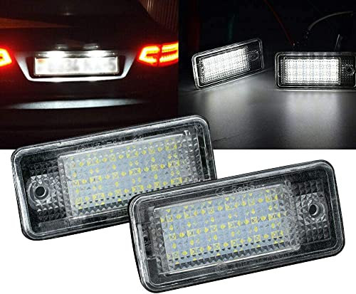 Bynome LED License Plate Light Bulbs CanBus Error Free Number Plate Light SMD for Audi A3 S3 A4 S4 A6 S6 A8 Q7 (6000K Cool White 12 V, Pack of 2