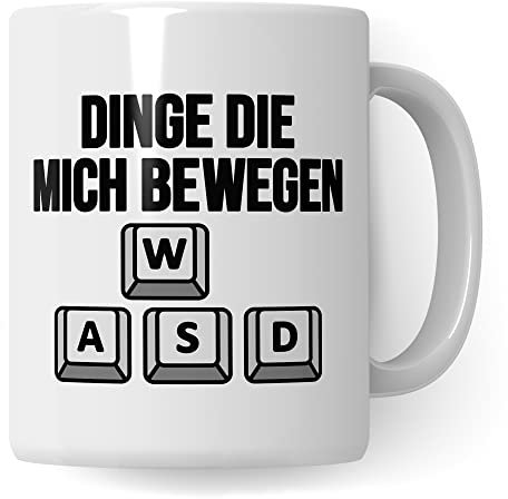 Gaming Tasse, Dinge die mich bewegen Kaffeetasse für Gamer Zocker Computerspieler Kaffee-Becher Geschenk Geschenkidee Nerd Teetasse mit Spruch lustig Gaming-Fans Computer-Spiele zocken (Weiß)